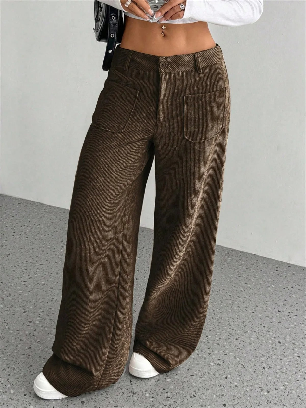 Pantaloni Donna a Vita Alta in Velluto a Coste – Comfort Chic per le Giornate Invernali