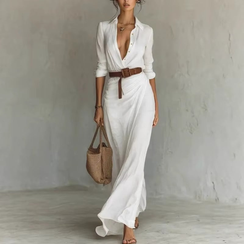 Abito “Sole Dorato” – Eleganza Naturale con Cintura in Vita