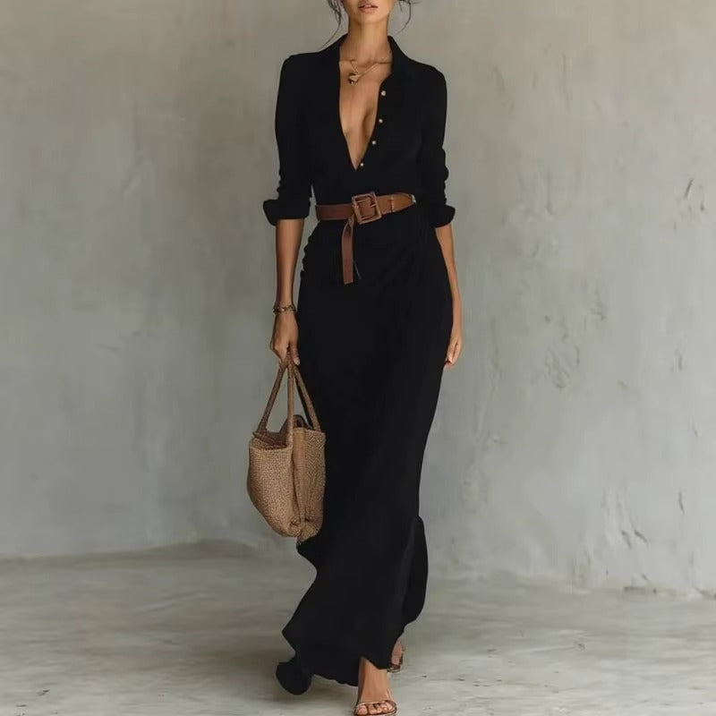 Abito “Sole Dorato” – Eleganza Naturale con Cintura in Vita