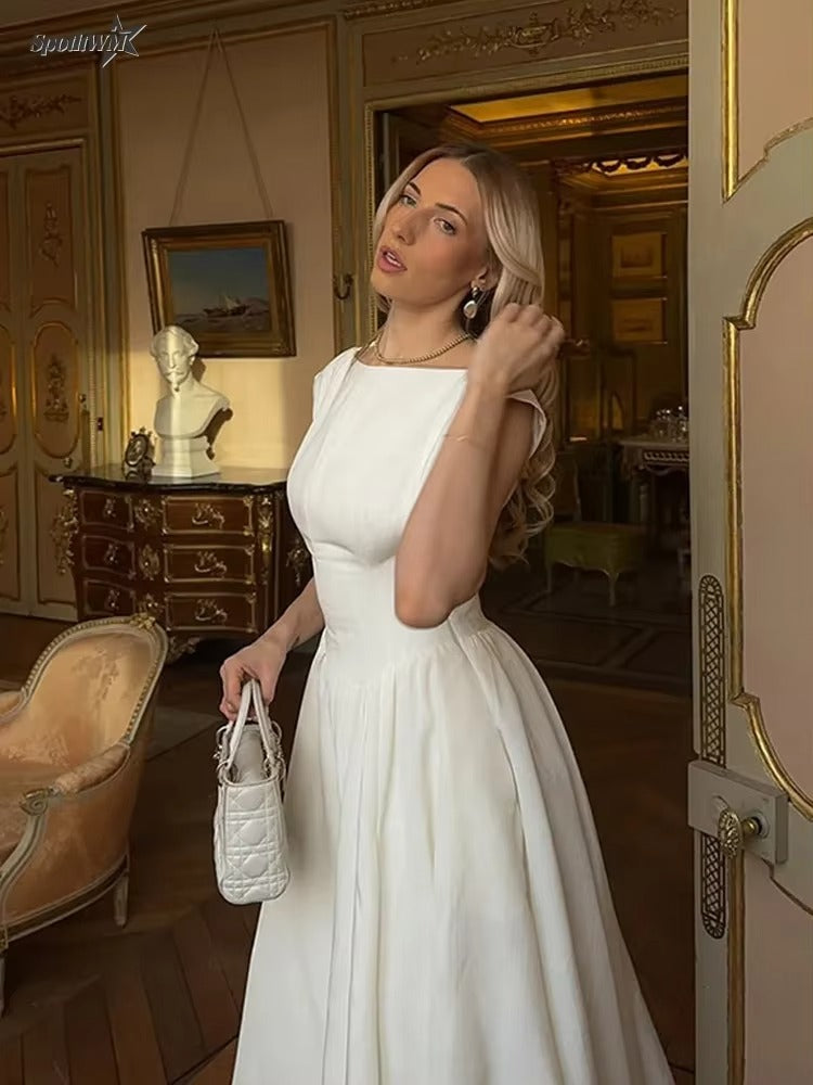 🌿 Abito Elegante in Seta Naturale - Scollatura a Goccia & Stile Retrò Romantico