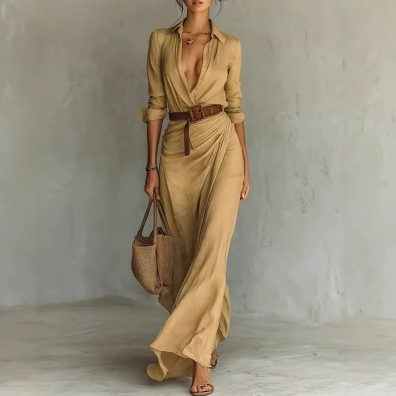 Abito “Sole Dorato” – Eleganza Naturale con Cintura in Vita