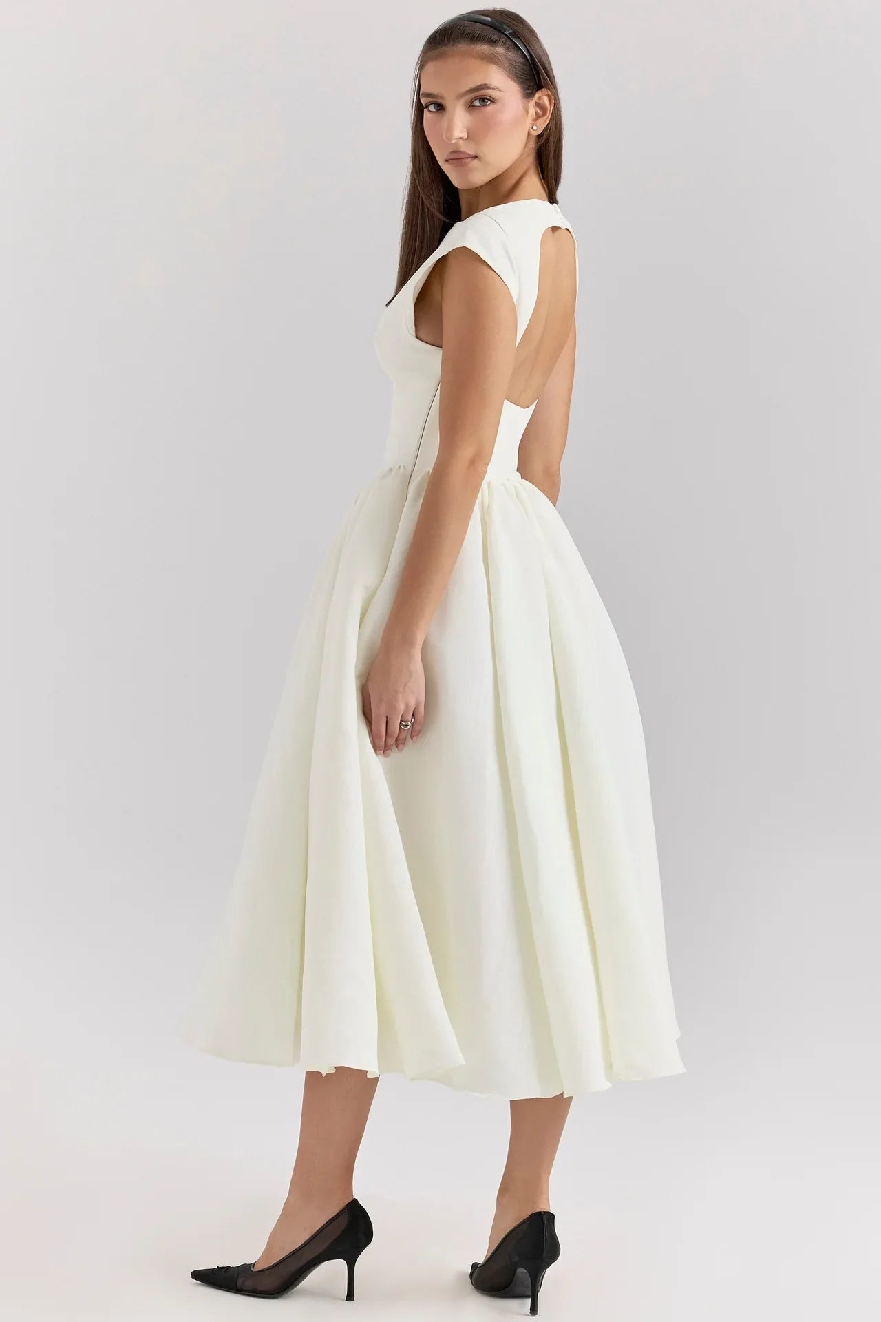 🌿 Abito Elegante in Seta Naturale - Scollatura a Goccia & Stile Retrò Romantico