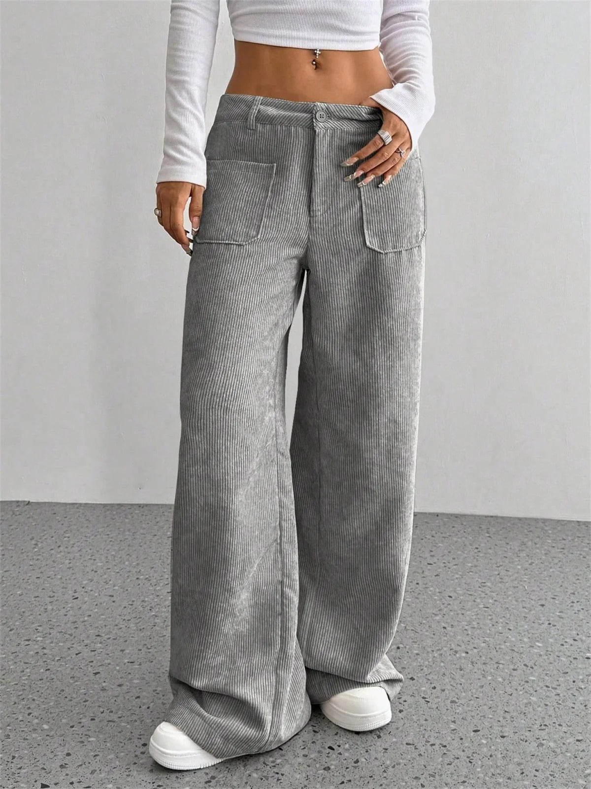 Pantaloni Donna a Vita Alta in Velluto a Coste – Comfort Chic per le Giornate Invernali