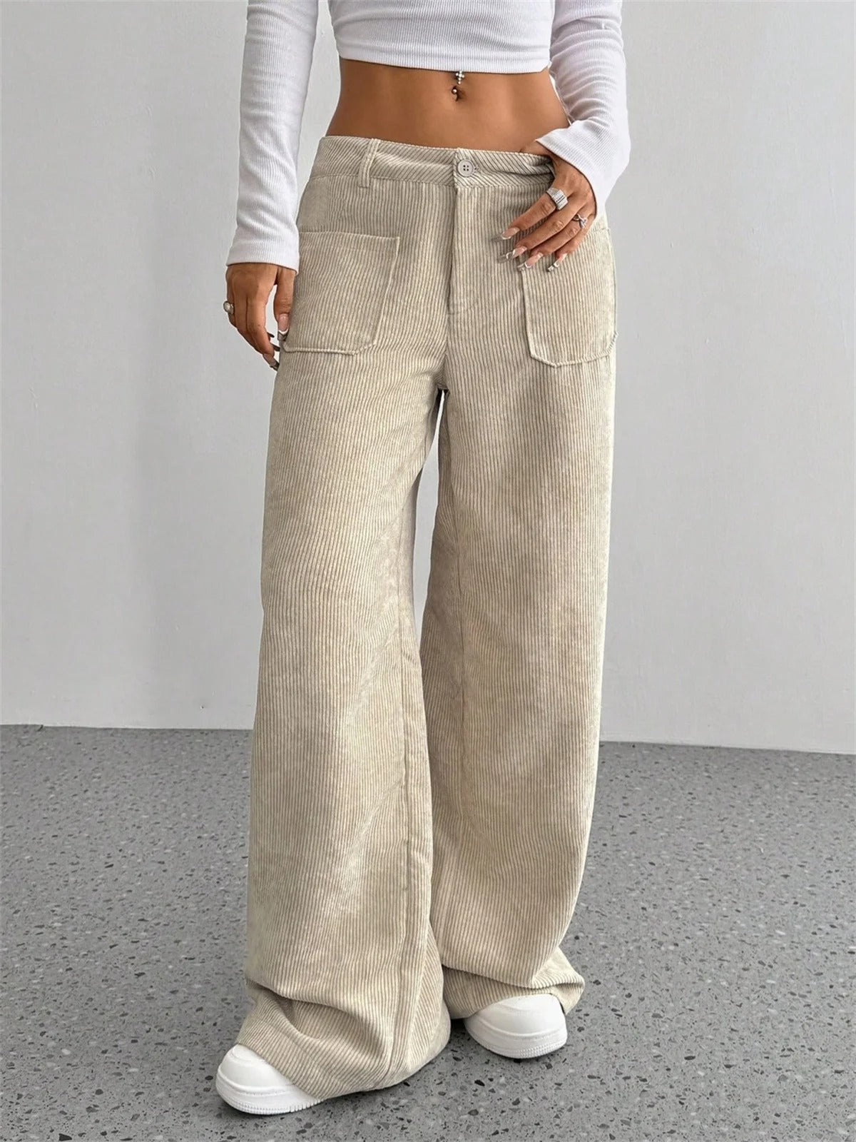 Pantaloni Donna a Vita Alta in Velluto a Coste – Comfort Chic per le Giornate Invernali