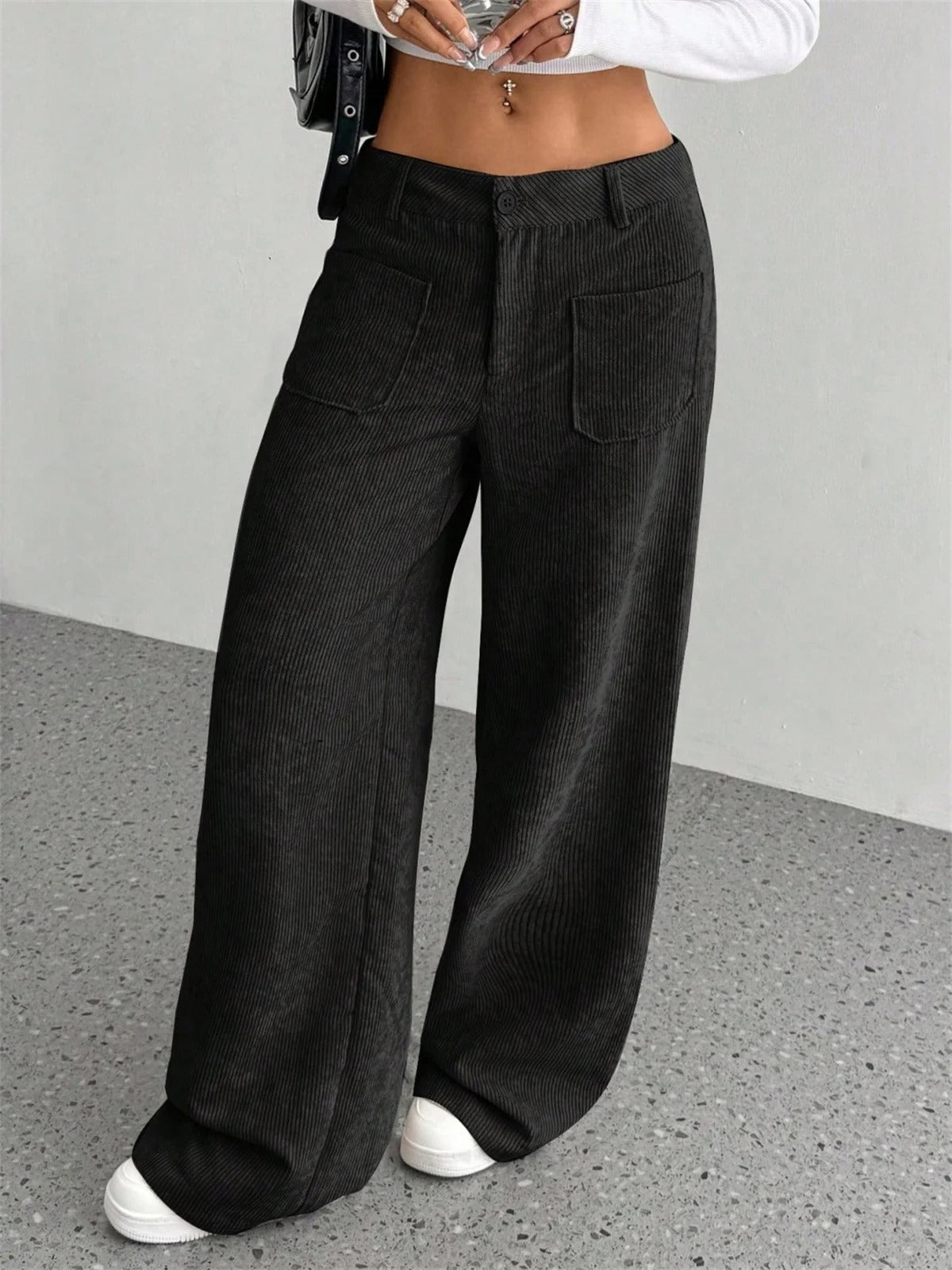 Pantaloni Donna a Vita Alta in Velluto a Coste – Comfort Chic per le Giornate Invernali