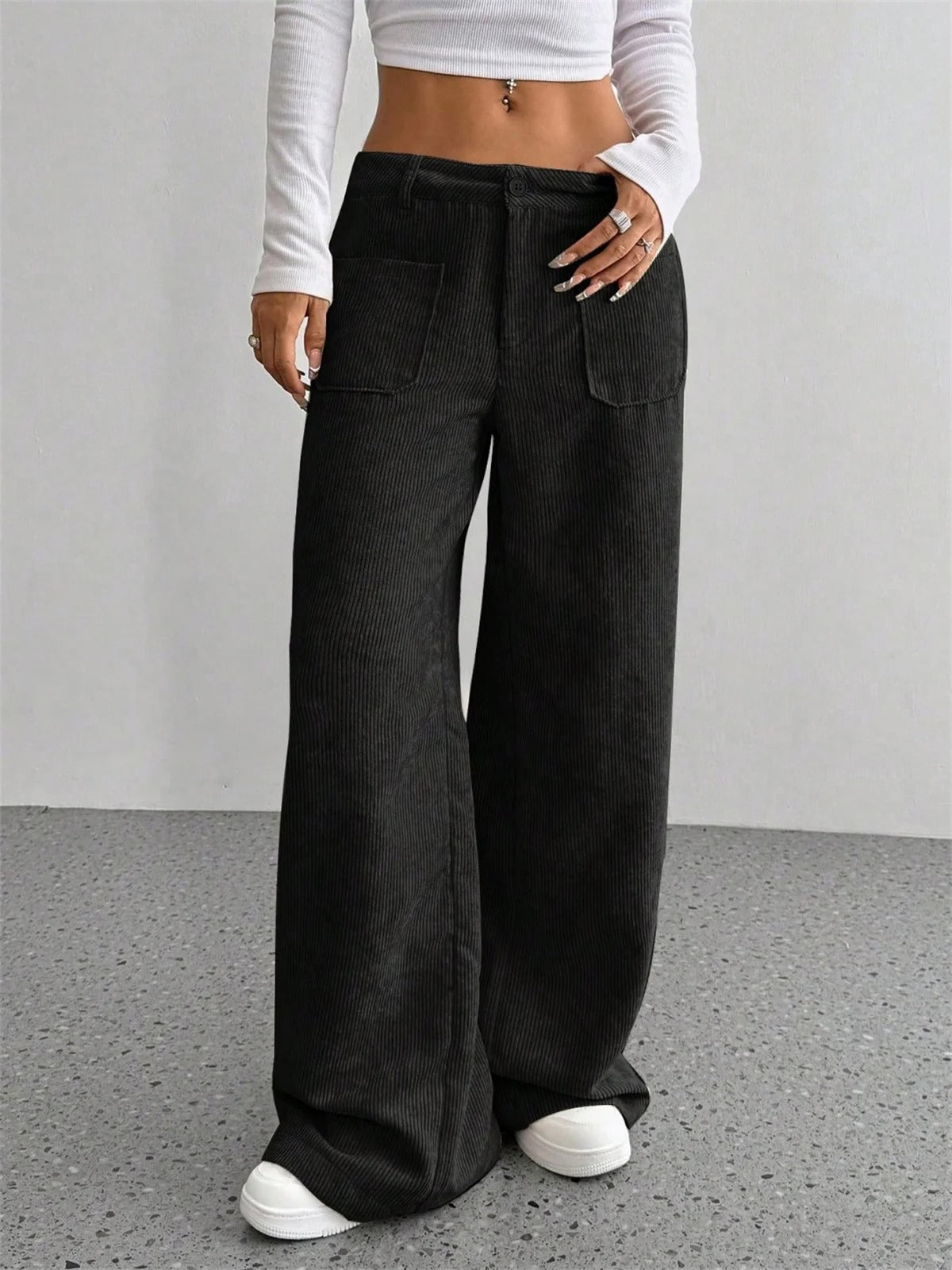 Pantaloni Donna a Vita Alta in Velluto a Coste – Comfort Chic per le Giornate Invernali