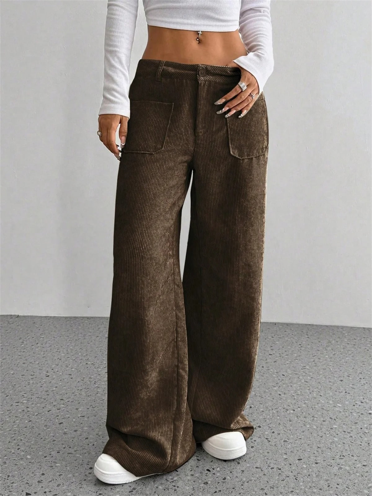 Pantaloni Donna a Vita Alta in Velluto a Coste – Comfort Chic per le Giornate Invernali