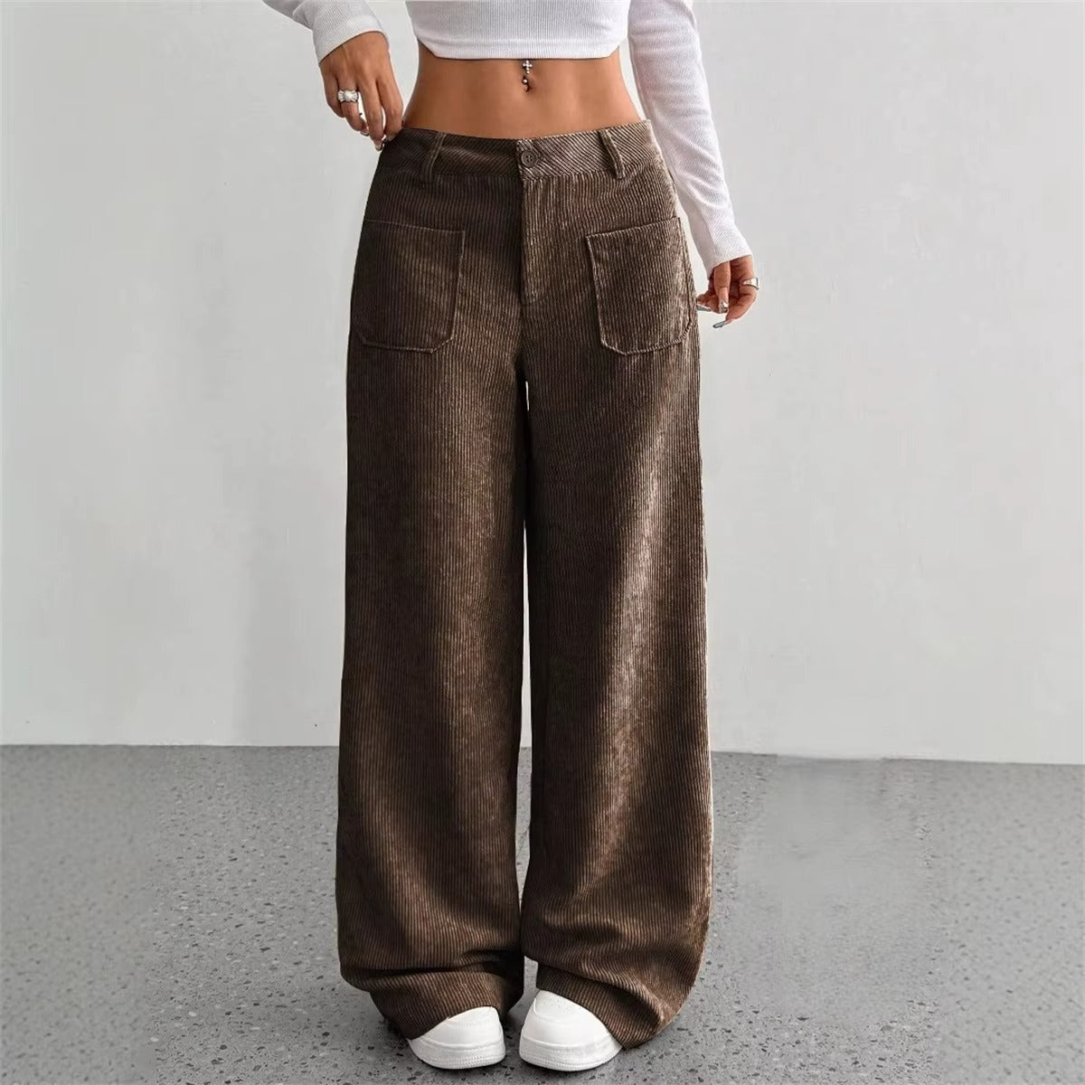 Pantaloni Donna a Vita Alta in Velluto a Coste – Comfort Chic per le Giornate Invernali