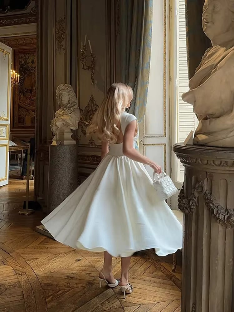🌿 Abito Elegante in Seta Naturale - Scollatura a Goccia & Stile Retrò Romantico
