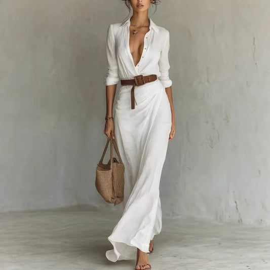 Abito “Sole Dorato” – Eleganza Naturale con Cintura in Vita