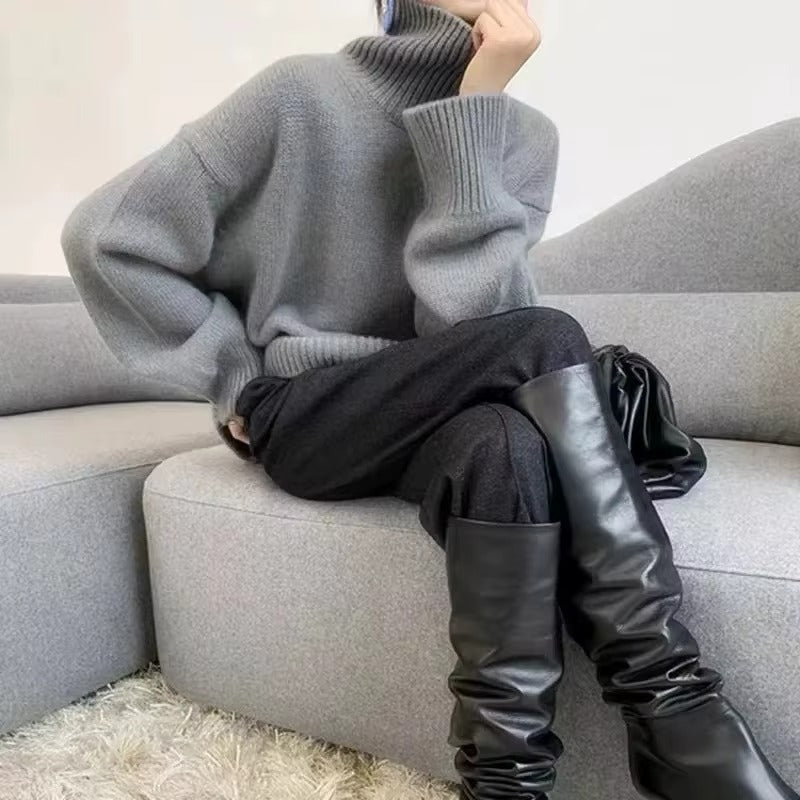 Maglione Elegante a Collo Alto – Comfort Invernale per Donne di Classe