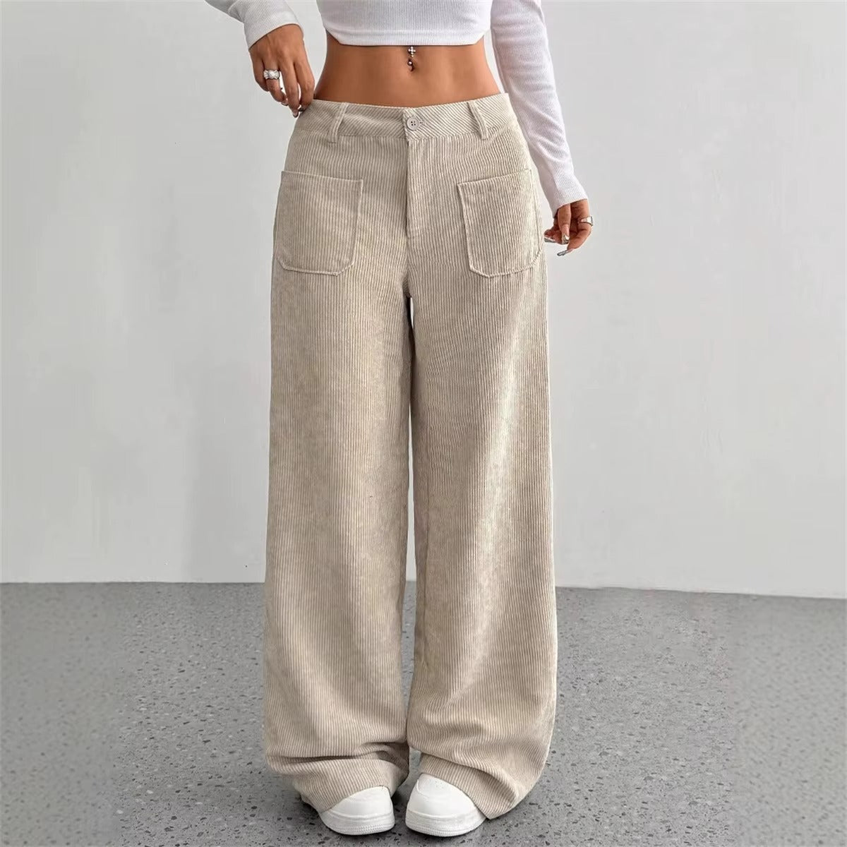 Pantaloni Donna a Vita Alta in Velluto a Coste – Comfort Chic per le Giornate Invernali