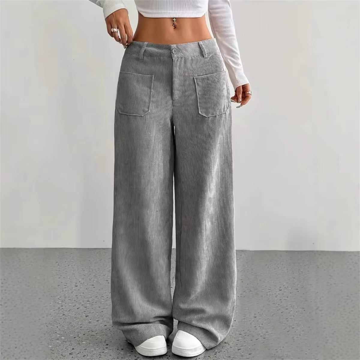 Pantaloni Donna a Vita Alta in Velluto a Coste – Comfort Chic per le Giornate Invernali